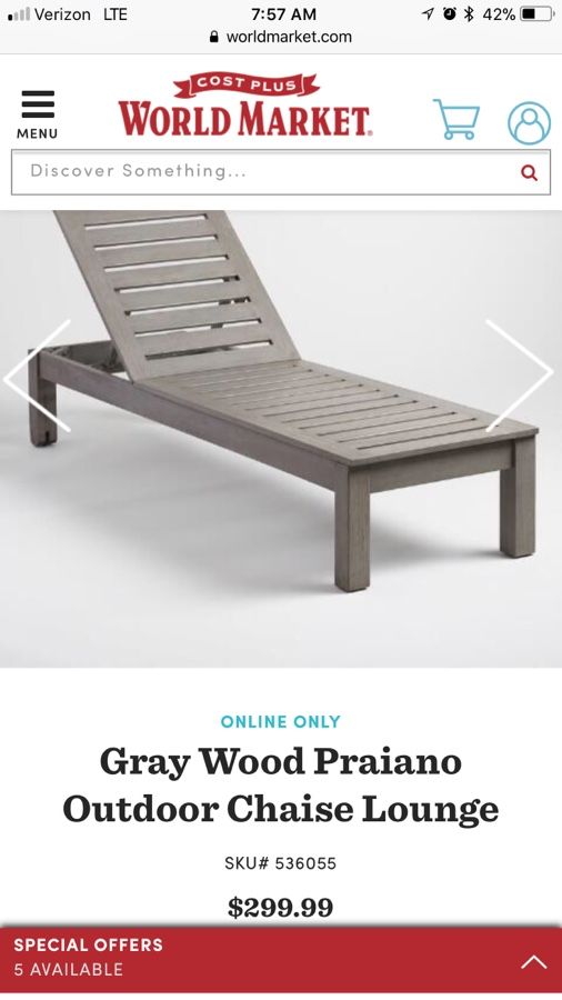 World market praiano chaise lounge new in box