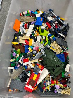 Tote with assorted Legos