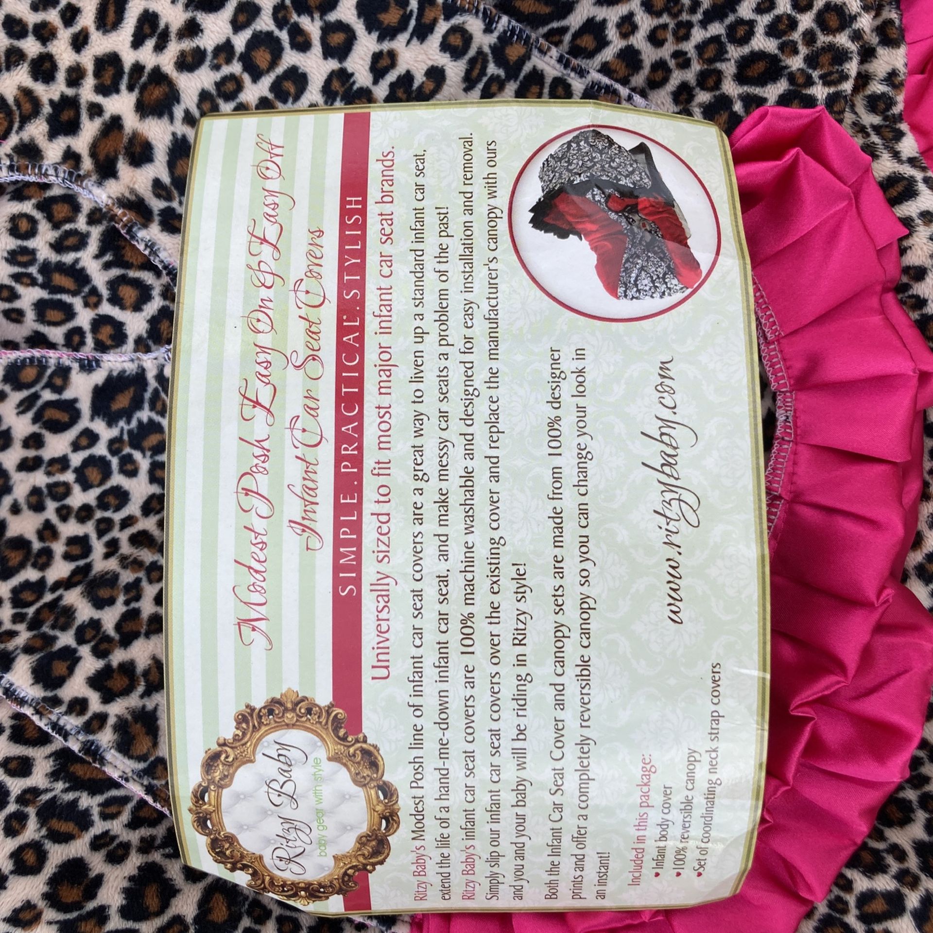 Ritzy Baby Pink Leopard Car Seat Cover