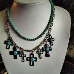Faux Turquoise Necklace 