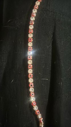 Evil Eye Tennis Bracelet Red and Gold