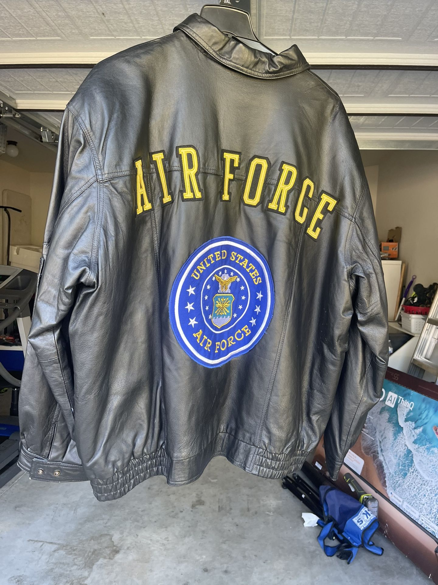 Genuine leather jacket store close BRAND NEW  LEATHER JACKET AIR FORCE  WITH INSIDE  LINEING  WAS $349 NOW $149Last one Size 5XL You can offer price f