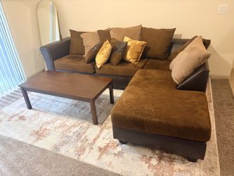 Brown Microfiber Sectional Sofa with Chaise