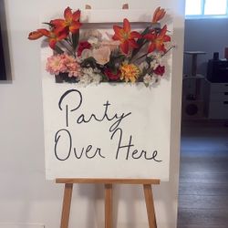 26” x35” Pressed Wood Front Foam Back Sign With Flowers