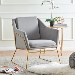 Velvet Leisure Chair Accent Chair-grey 