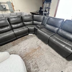 Wylder Leather Couch Reclining Sectional - Free Delivery