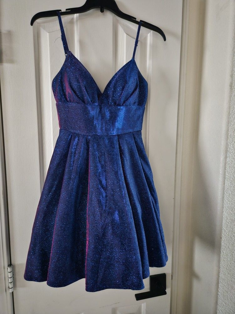 Size 0 Homecoming Metalic Blue Dress