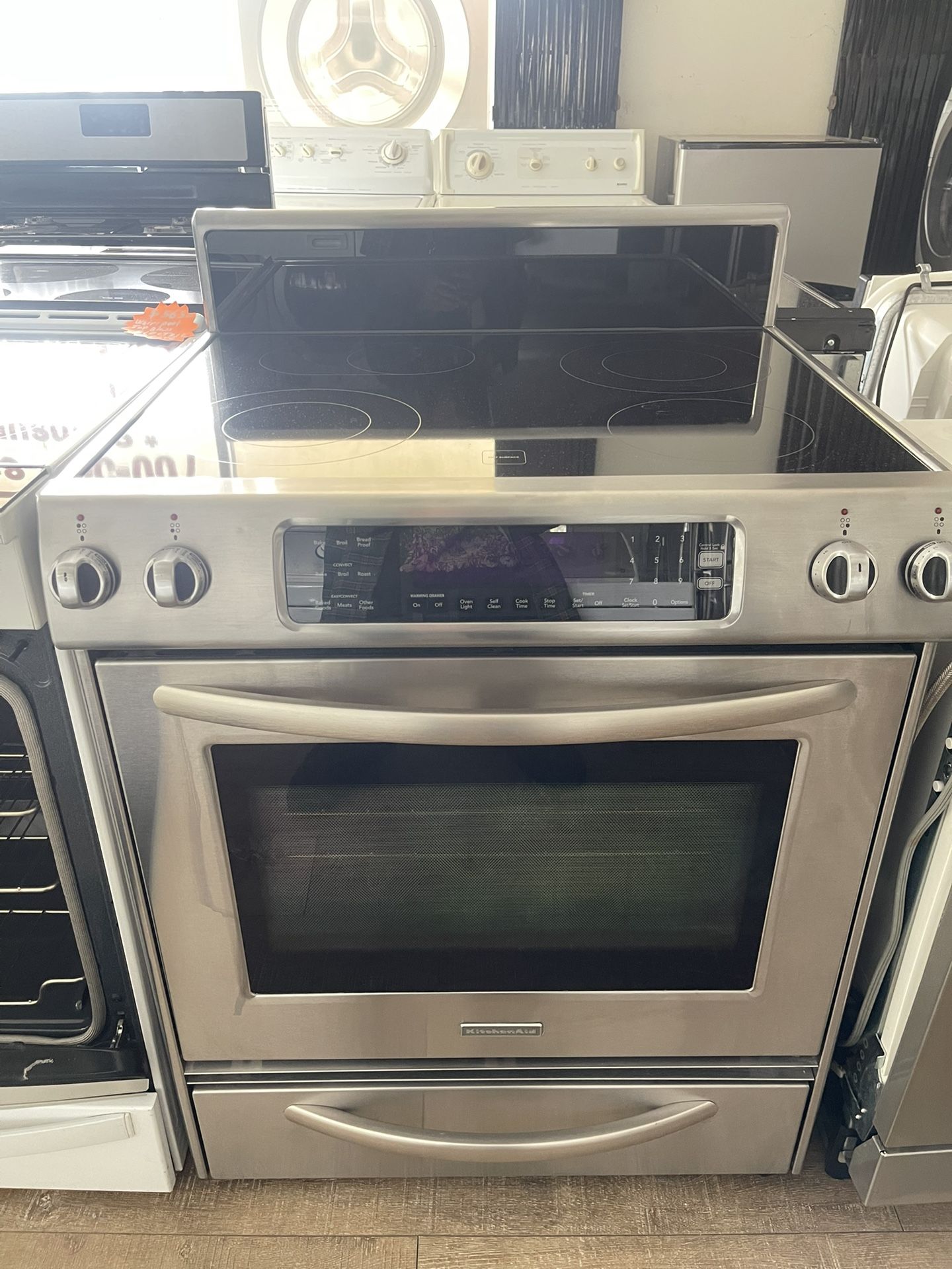 Kitchen Aid Stainless Steel Top Glass Stove With Condition Oven Self Clean
