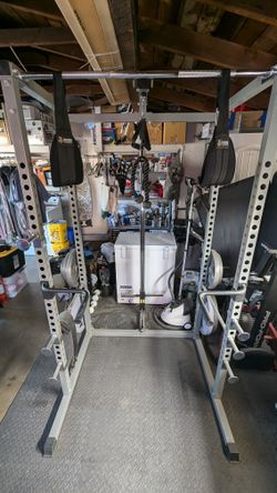 Power Rack with Lat Pull Station  & Attachments