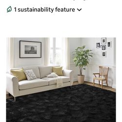 10’x14’ Black, Fluffy Area Rug