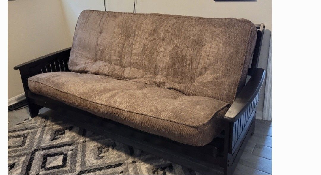 Wood Frame Futon With Thick Matress