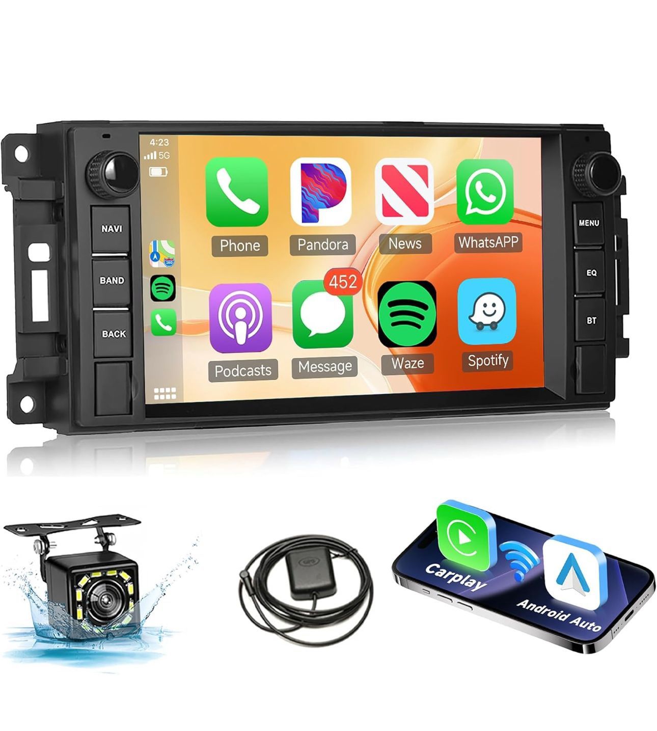 Car Stereo for Jeep Wrangler Radio Chrysler Dodge Ram 1500 Android 13 with Wireless Carplay, Rimoody 7 Inch Touch Screen for Jeep Car Radio with WiFi