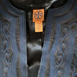 Leather Navy Blue Tory Burch Jacket. Size 12