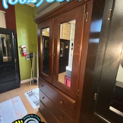 Brown Tall Wardrobe Chest Ropero Armoire Drawer 