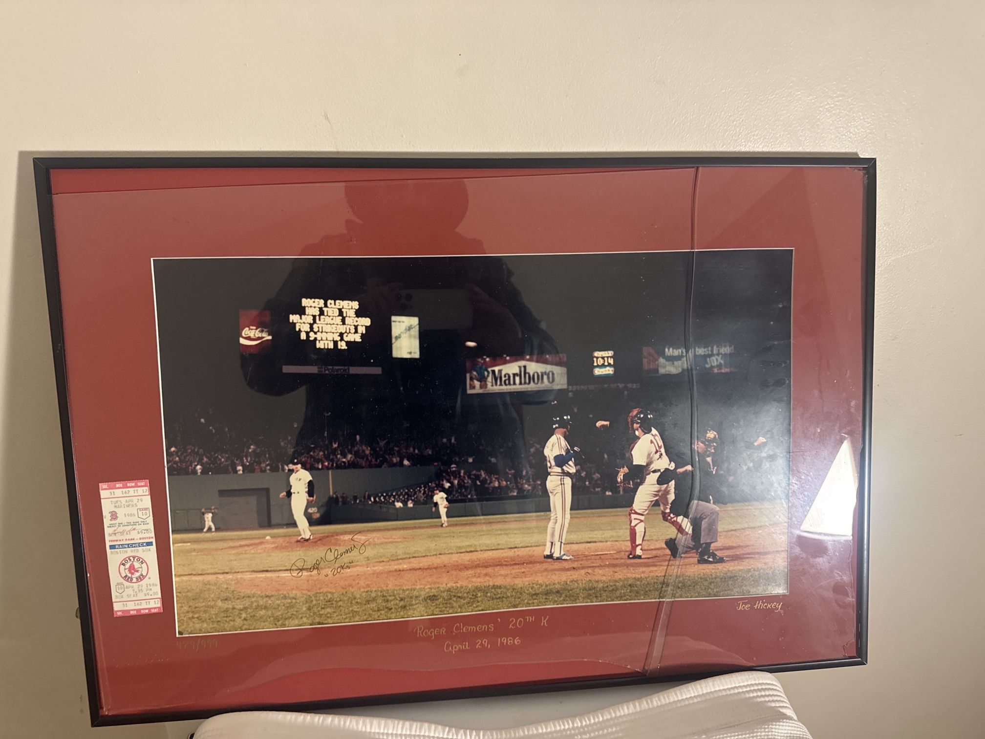 Incredible signed Roger Clemens 20 K game with game ticket