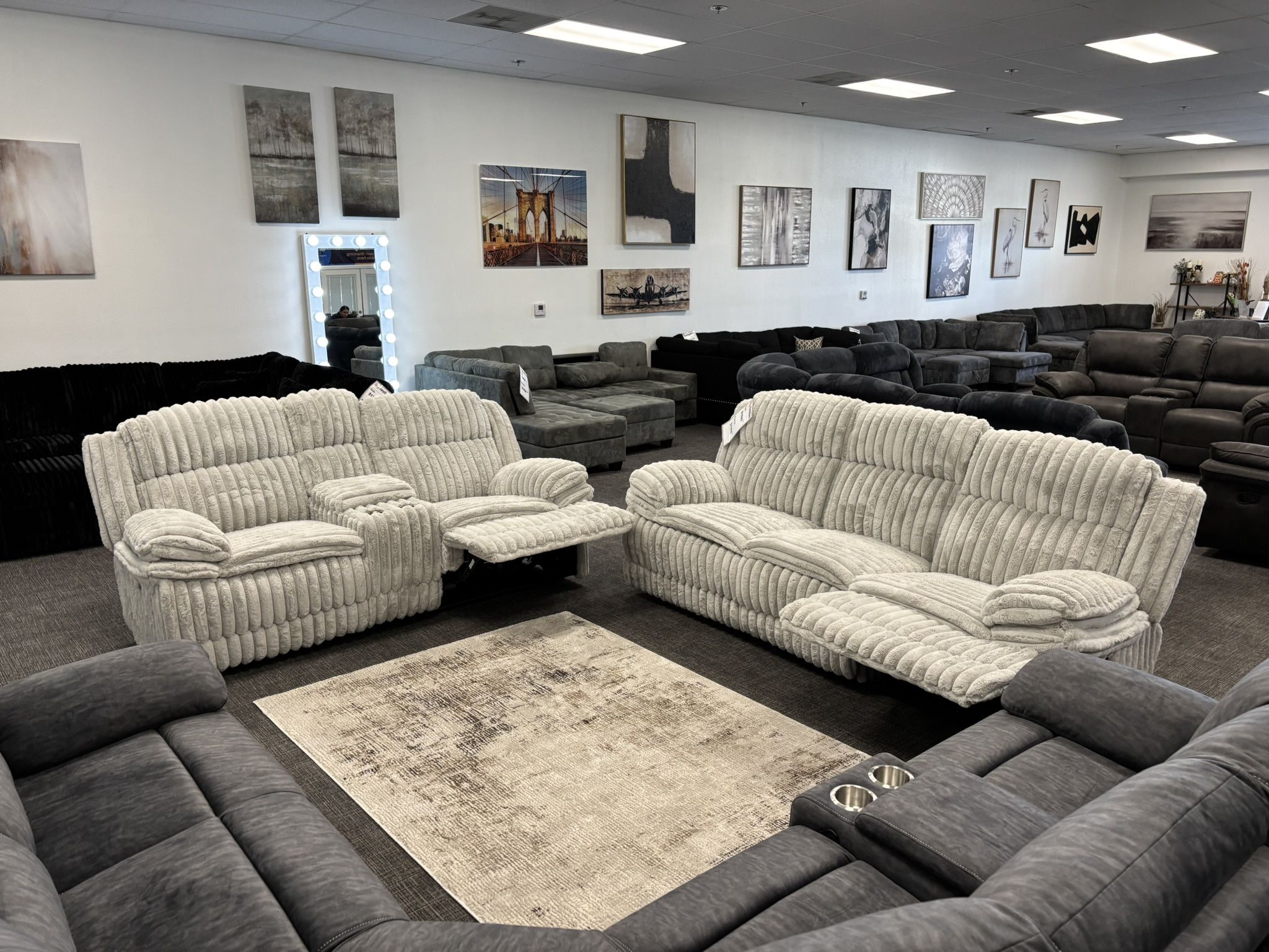 2 Pc Alloy Corduroy Sofa & Loveseat Reclining Set- EZ $10 Down Payment Options Available
