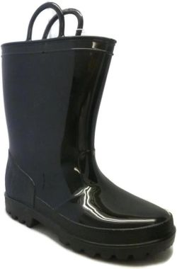 New Kids Sz 4 Black Rain Boots W Handles NWT