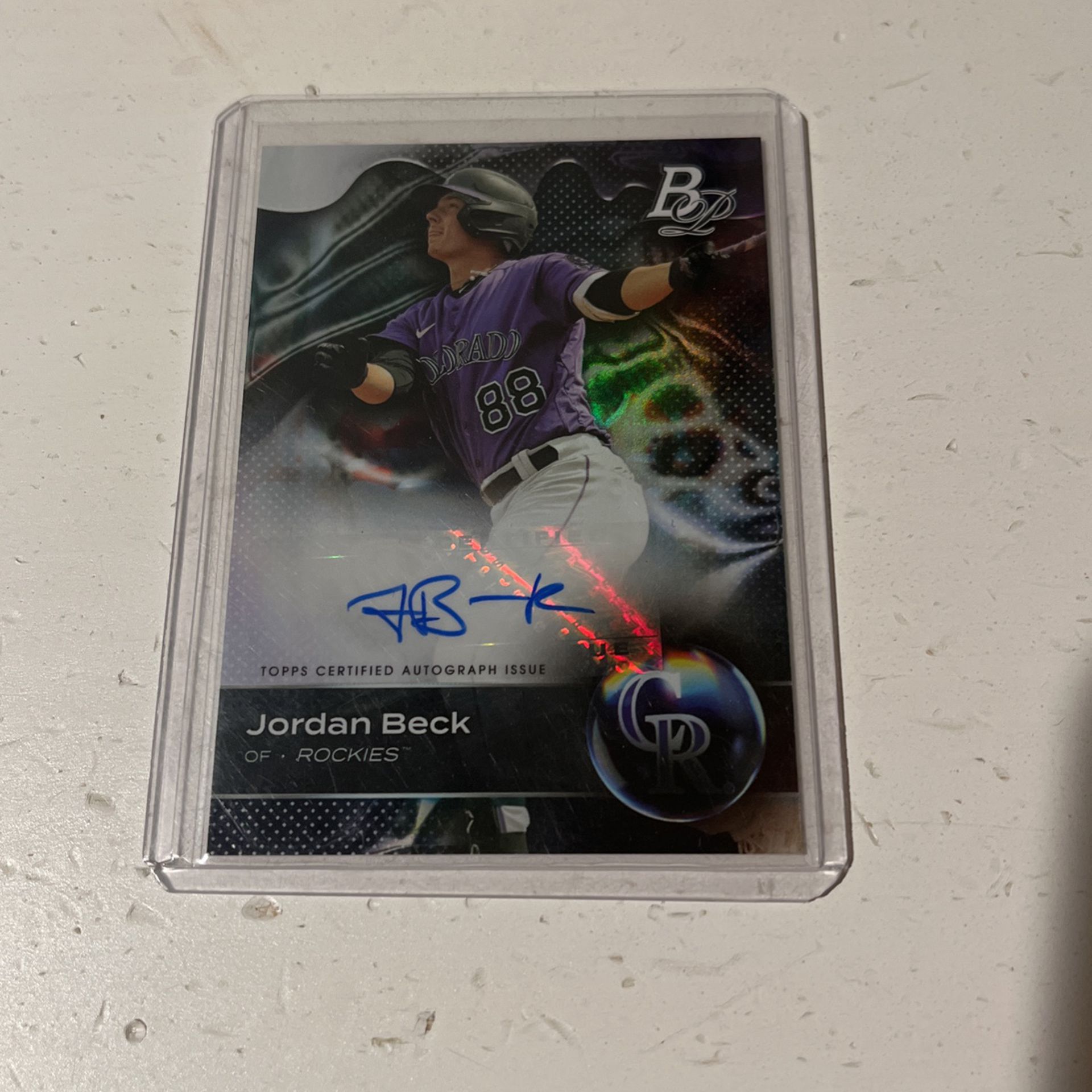 Jordan Beck Autographed Baseball Card MLB 
