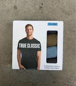 True Classic 4-pack of short-sleeve crew neck t-shirts is available in size 3X-Large.