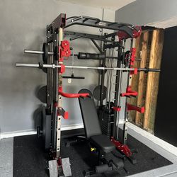 Smith Machine 200 | Adjustable Bench | 245lb Cast Iron Olympic Weights | 7ft Olympic Bar | Fitness | Gym Equipment | FREE DELIVERY/INSTALLATION 🚚 🛠️