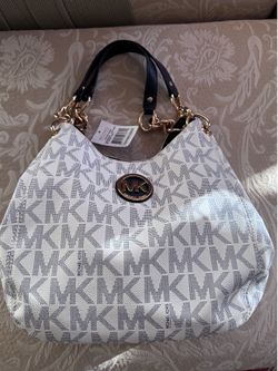 Michael Kors White/Navy Shoulder/Hobo Bag