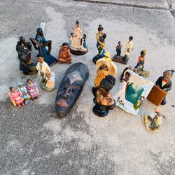 African Set of Statues 16 pieces