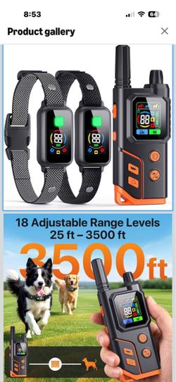 Brand New !2In1 Wireless Dog Collar Fence System & Training Collar Electric Fence for Dogs Remote Range 25-3500ft, 4 Training Modes Waterproof Pet Con