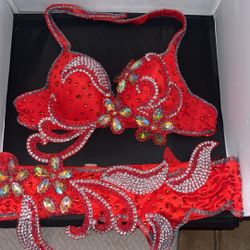 Belly Dance Costume Top Bea And Belt Beaded Sz 49/B Adjustable 