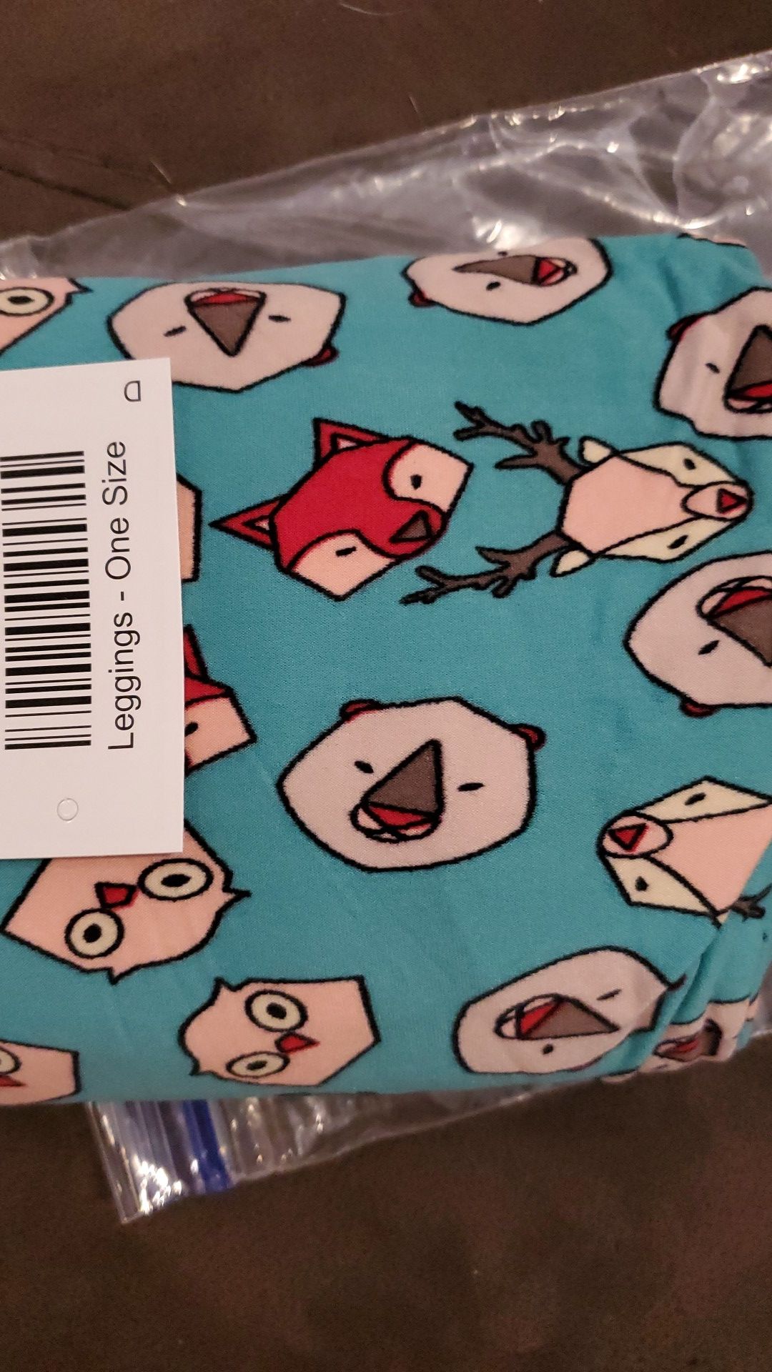 LuLaRoe OS turquoise woodland animals leggings bnwt