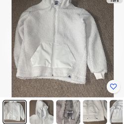 Adidas Basics Sherpa Full Zip Hoodie Jacket Men’s  Small  Long Sleeve White