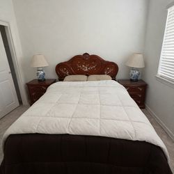Queen Bed Frame + 2 Matching Nightstands for Sale