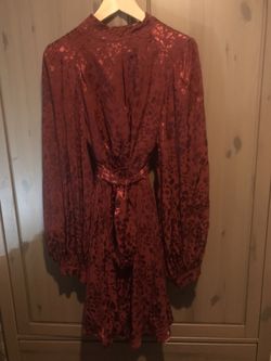 Anthropologie  Jacquard Mini Dress  SIZE L - Wine Color