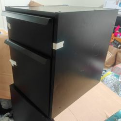 black 2-drawer mobile metal file cabinet. 