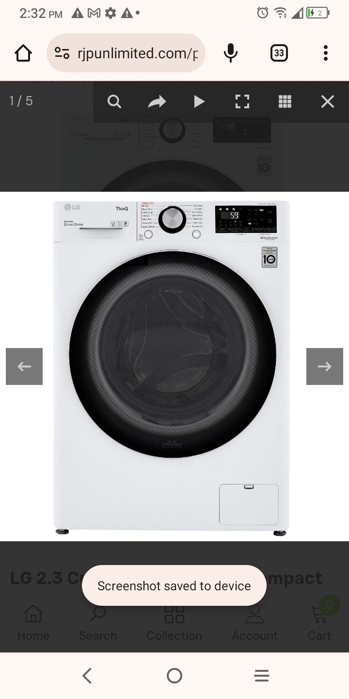 LG Invert Direct Drive Washer/Dryer Combo 