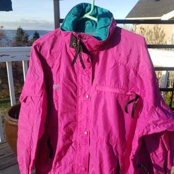 Vintage Hot Pink Neon Columbia Ski Jacket Women's Size Large 