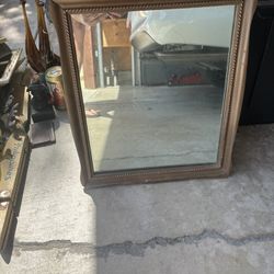 Antique Mirror W/fold Out Stand