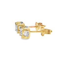 10k Yellow Gold Diamond Earrings with Square Shaped 0.25 ctw