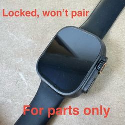 For parts only (won’t pair) Apple Watch Ultra 2 Black Titanium 49mm w/ aftermarket band, no charger