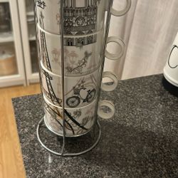 Parisian Print Coffee Cup Set