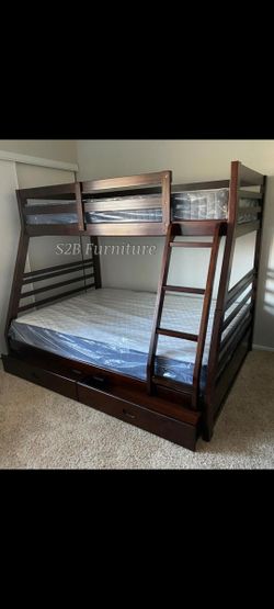 Twin Full Espresso Bunkbed With Orthopedic Mattress Included!!