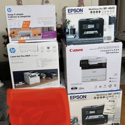 Printers For Sale 5 Total All New Sealed $550 HPx2 Epson X2 1 Canon 1