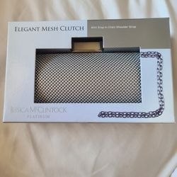 Elegant Mesh Jessica McClintock Platinum Clutch 