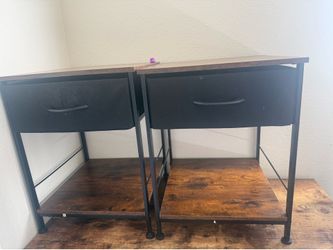 Set of 2 Rustic Nightstands with Fabric Drawers * Delivery available