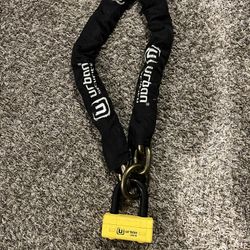 URBAN UR74120L Motorcycle Chain Lock Heavy Duty Motorcycle Lock and Chain, Motorcycle U Lock Mini Disc Lock High Security Motorcycle Chain and Lock Mo