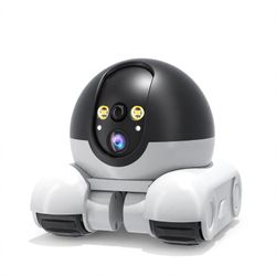 AEZ Robot Camera on Wheels 1080P Dual Lens,Indoor Movable Security Camera with 2-Way Talk,Blinky Bot