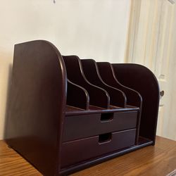 VINTAGE MCM MAHAGONY CHERRY FINISHED DESKTOP ORGANIZER