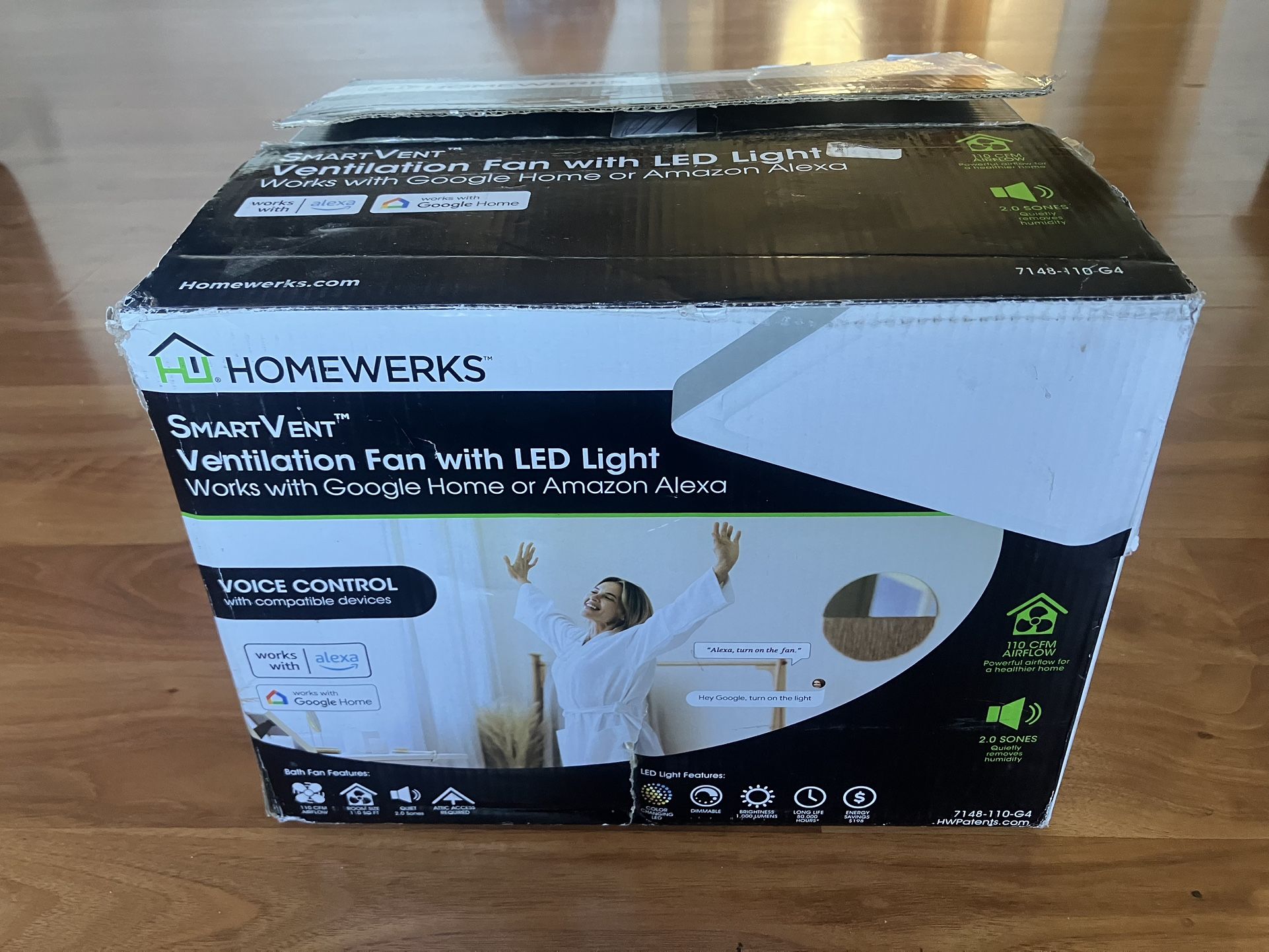 Homewerks Bath Fan w/ LED Google/Alexa