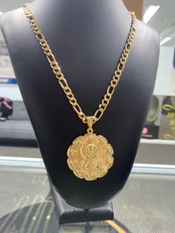 10K  gold filled  Figaro chain with medallion