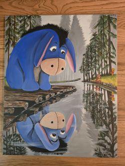 Painting of Eyore looking in the water