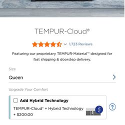 Tempur-Pedic Cloud Queen mattress 